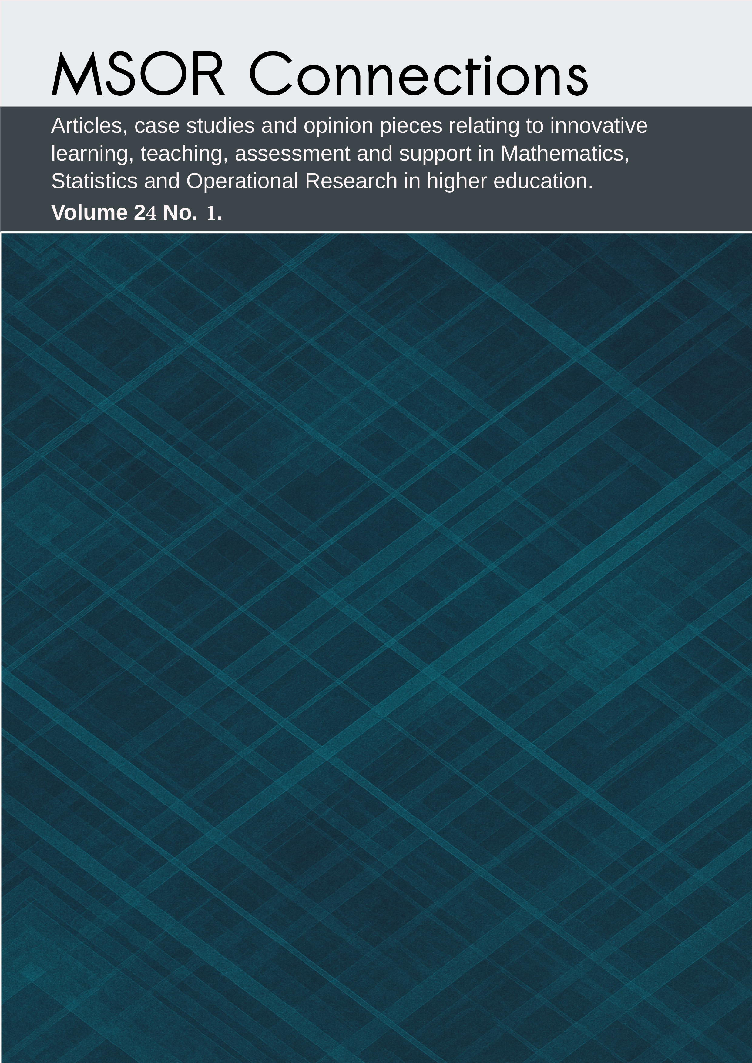 Cover image for MSOR Connections 24.1 - an abstract mathematical image in blue